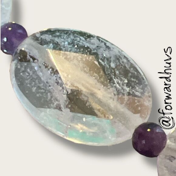 Light Pink Faceted Glass Necklace With Amethyst Spacer Beads - READ - Picture 6 of 9